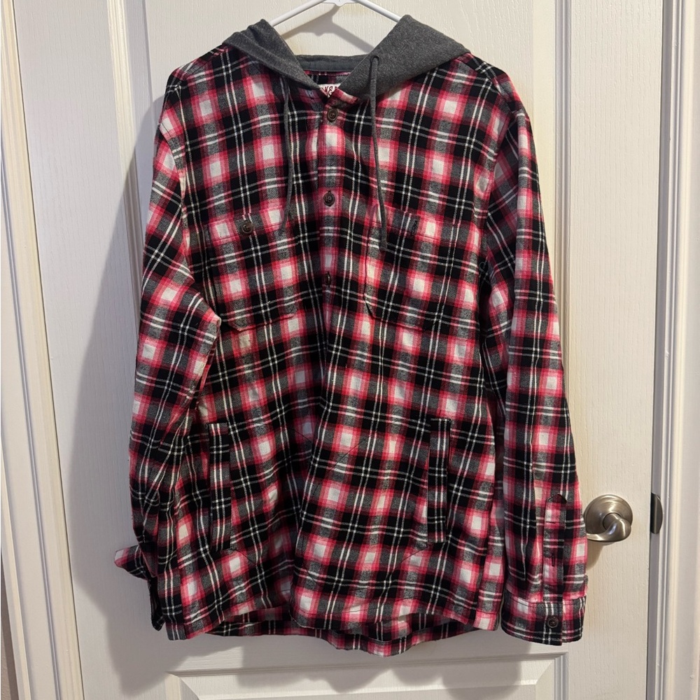 Plaid Hooded Shirt Jacket